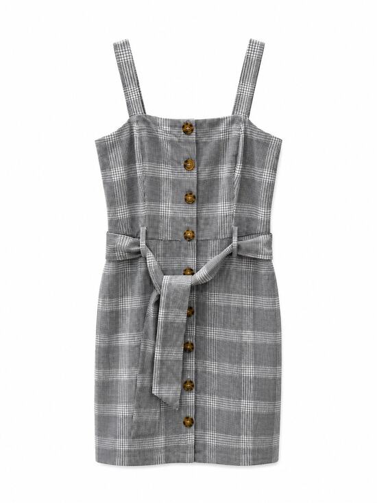 Abercrombie & Fitch Dresses & Skirts - Abercrombie & Fitch Gray Plaid Button-Front Mini Dress Small Academia Preppy